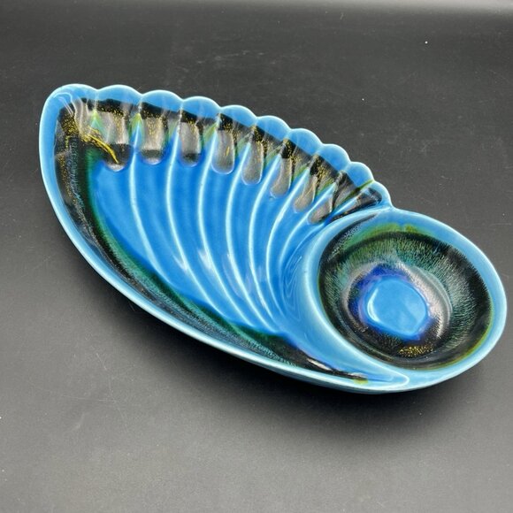 Nasco Santa Anita Ware Sierra Chip n' Dip Bowl Blue Vintage California USA R-134 - Picture 6 of 16